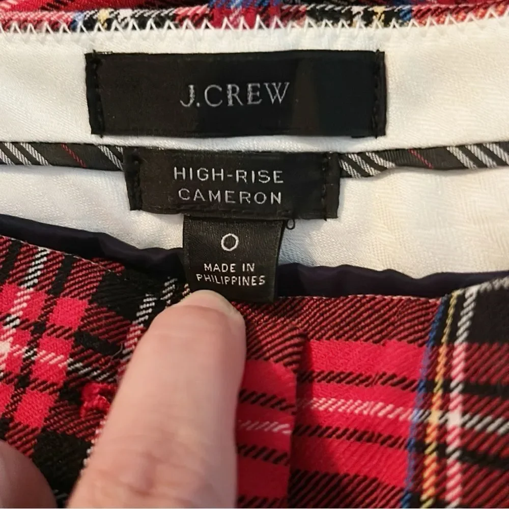 J. Crew Cameron High Rise‎ Red Plaid Pants Size 0